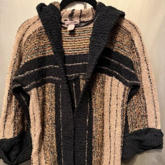 Vintage Boho 1970’s Striped Hooded Duster Cardigan - Picture 4 of 16